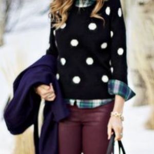Navy and white Polka dot 3/4 sleeve sweater